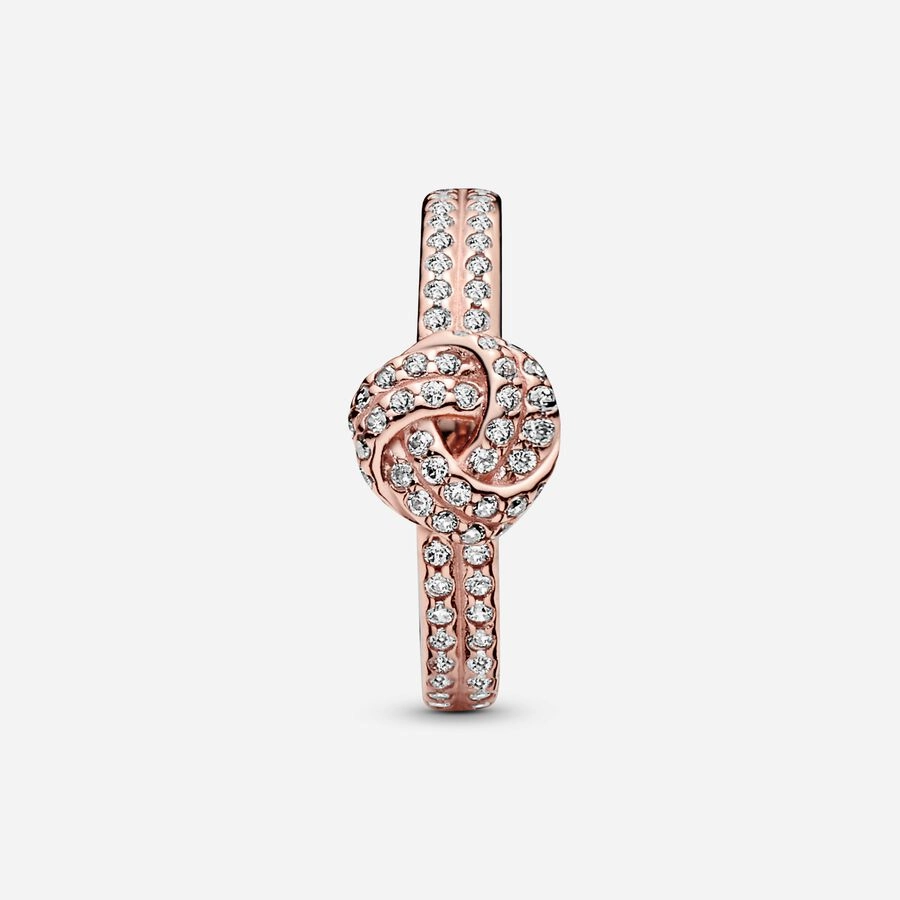 PANDORA Rose love knot ring with clear cubic zirconia