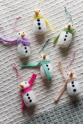 Pastel Snowman Ornaments • Set of 6