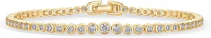 PAVOI 14K-18K Gold Plated Simulated Diamonds Bezel Set Tennis Bracelets for Women - Cubic Zirconia Stones Trillion Trinity Radiant Cut Round Pear Heart Statement Bride Gold Bracelet Stack - Sizes 6.5-7.5 Inch