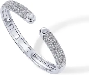 PAVOI 14K Gold Plated Cubic Zirconia Pave Bangle for Women | Cuff Bracelet