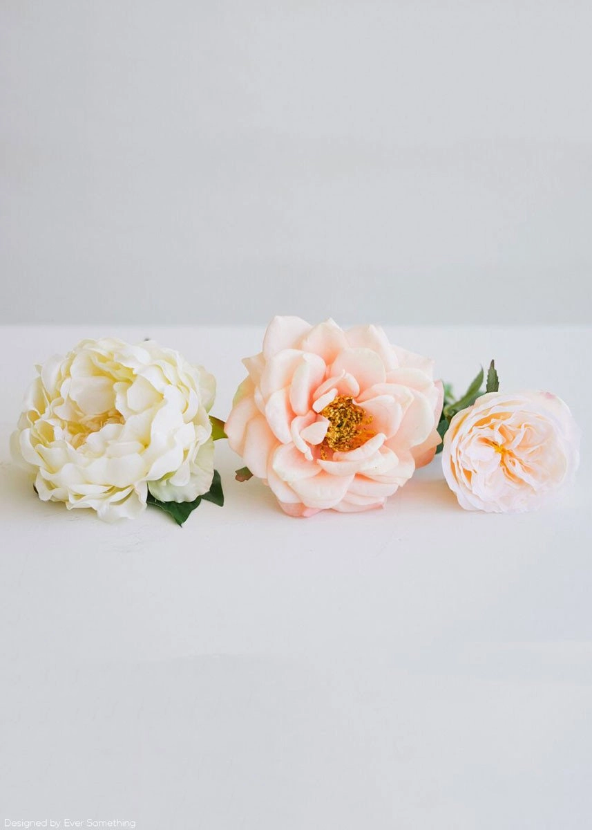 Peach Blush Real Touch Flower Large Open Rose - 27" Tall