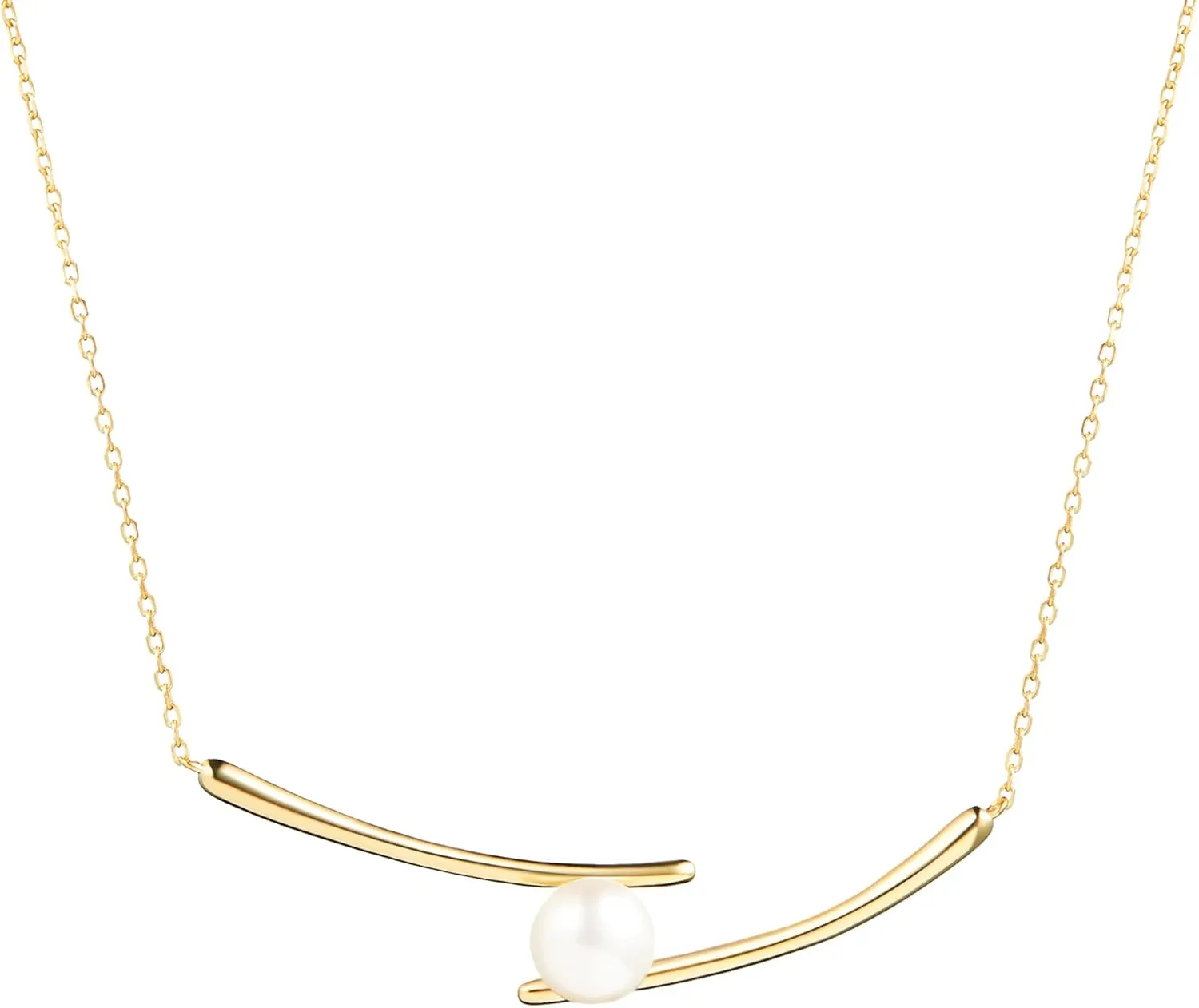 Pearl Pendant Necklace for Women, Freshwater Cultured White Pearl, Sterling Silver, Adjustable Length, Minimalist Jewelry Gift for Girls, Wife, Mom