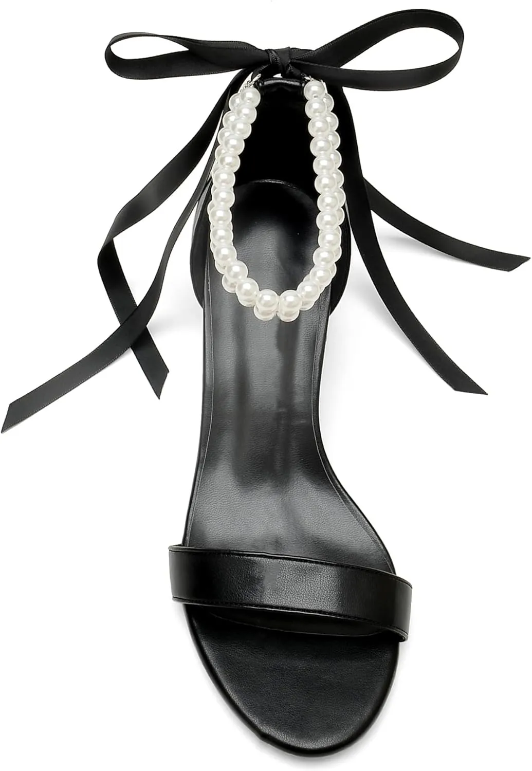 Pearl Wedding Shoes for Bride - Low Open Toe Bridal Heels With Bow, Chunky Block Heel for Women's Prom, Evening Party, Dress Pumps