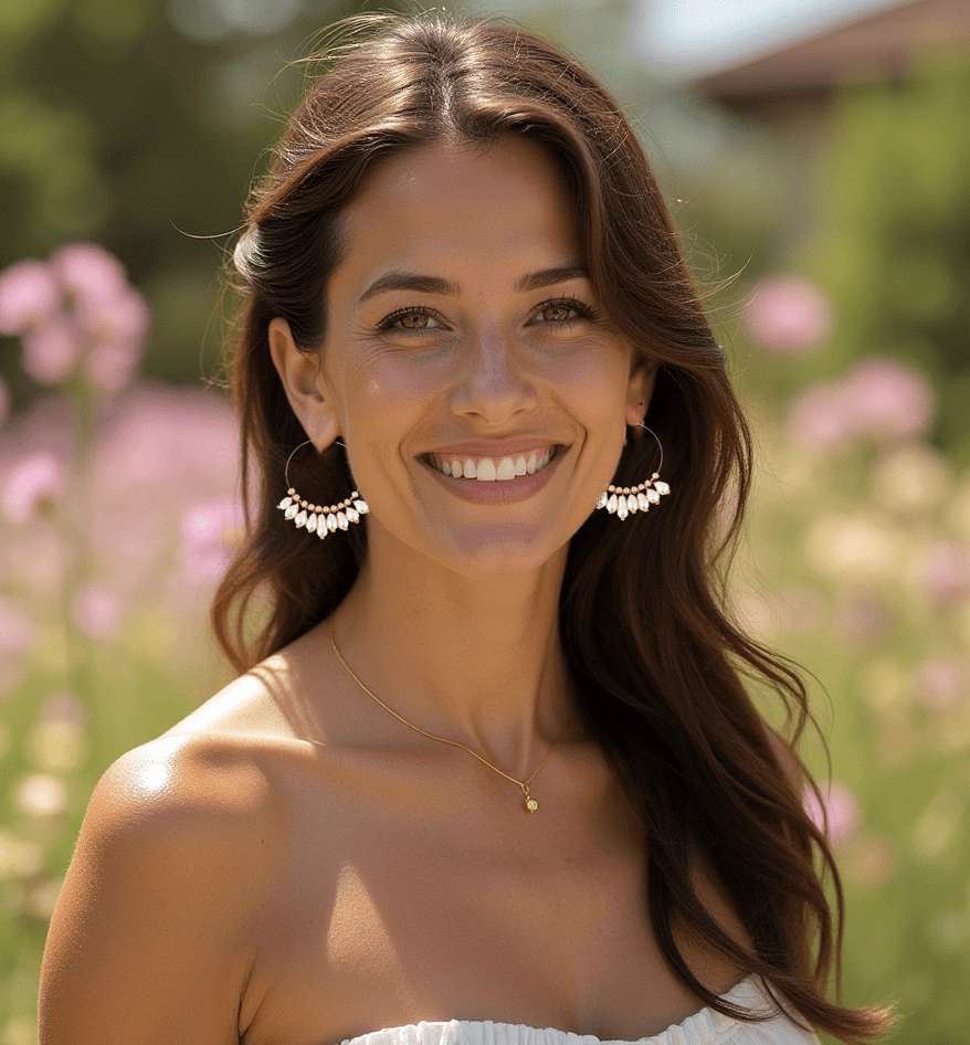 Pearl Hoop Earrings: Pink Rose Gold Statement Hoop Earrings