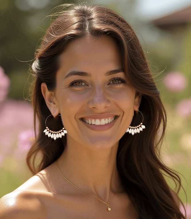 Pearl Hoop Earrings: Pink Rose Gold Statement Hoop Earrings