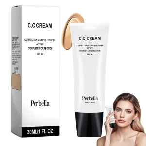 Perbella Cc Cream Self Adjusting for Mature and Older Women,Cc Cream with Spf 50,Waterproof, Moisturizing and Breathable (1PCS)