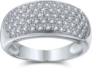 Personalized Micro Pave AAA Cubic Zirconia Cocktail Anniversary Wide CZ Pave Anniversary Statement 1/2 Eternity Wedding Band Ring For Women Rose Gold Plated .925 Sterling Silver Customizable