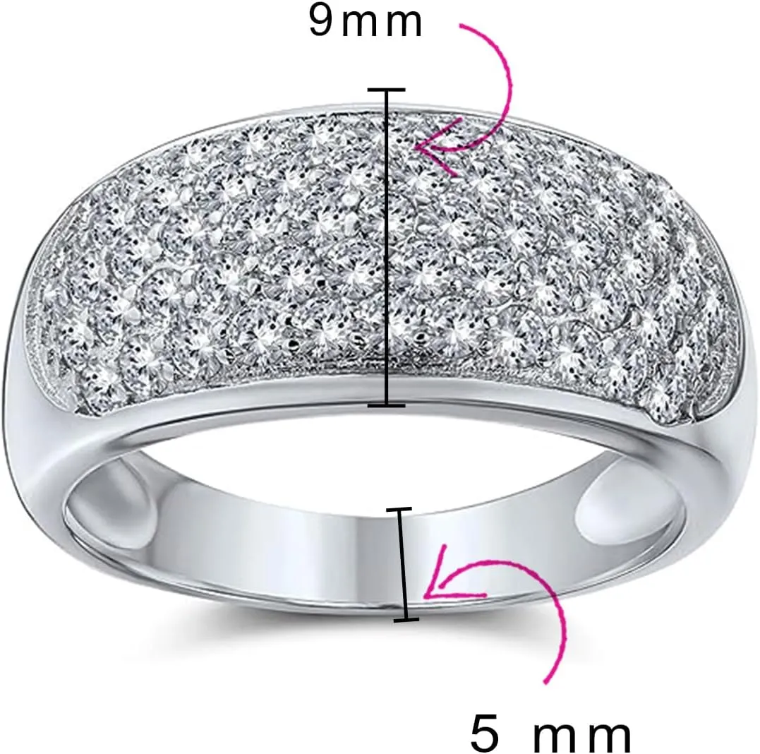 Personalized Micro Pave AAA Cubic Zirconia Cocktail Anniversary Wide CZ Pave Anniversary Statement 1/2 Eternity Wedding Band Ring For Women Rose Gold Plated .925 Sterling Silver Customizable