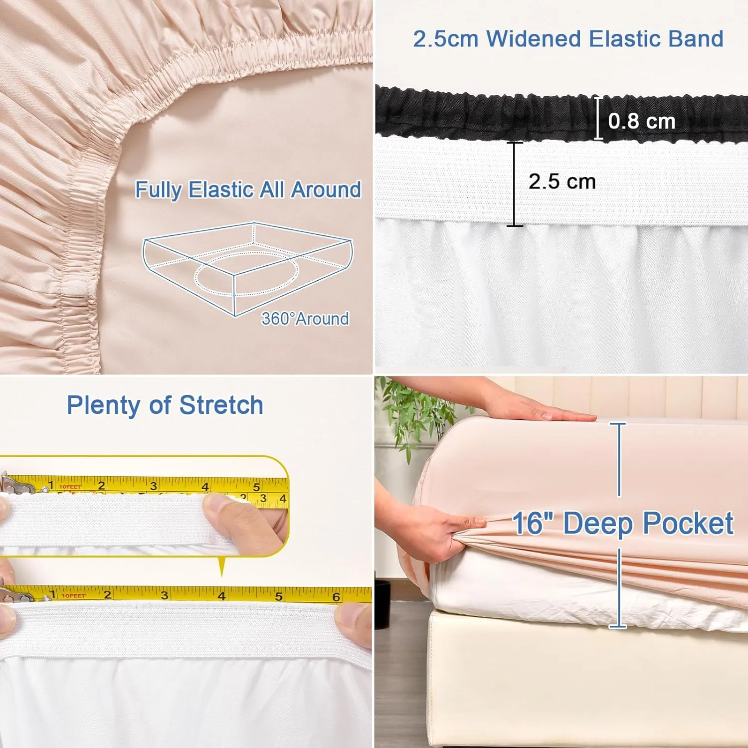 PHF 100% Rayon Derived from Bamboo Cooling Fitted Sheet King for Hot Sleeper,16" Deep Pocket,2.5cm Wider Strong Elastic Easy Fit,Breathable Silky Smooth Soft,78"x 80",Peach Blush,No Pillowcases