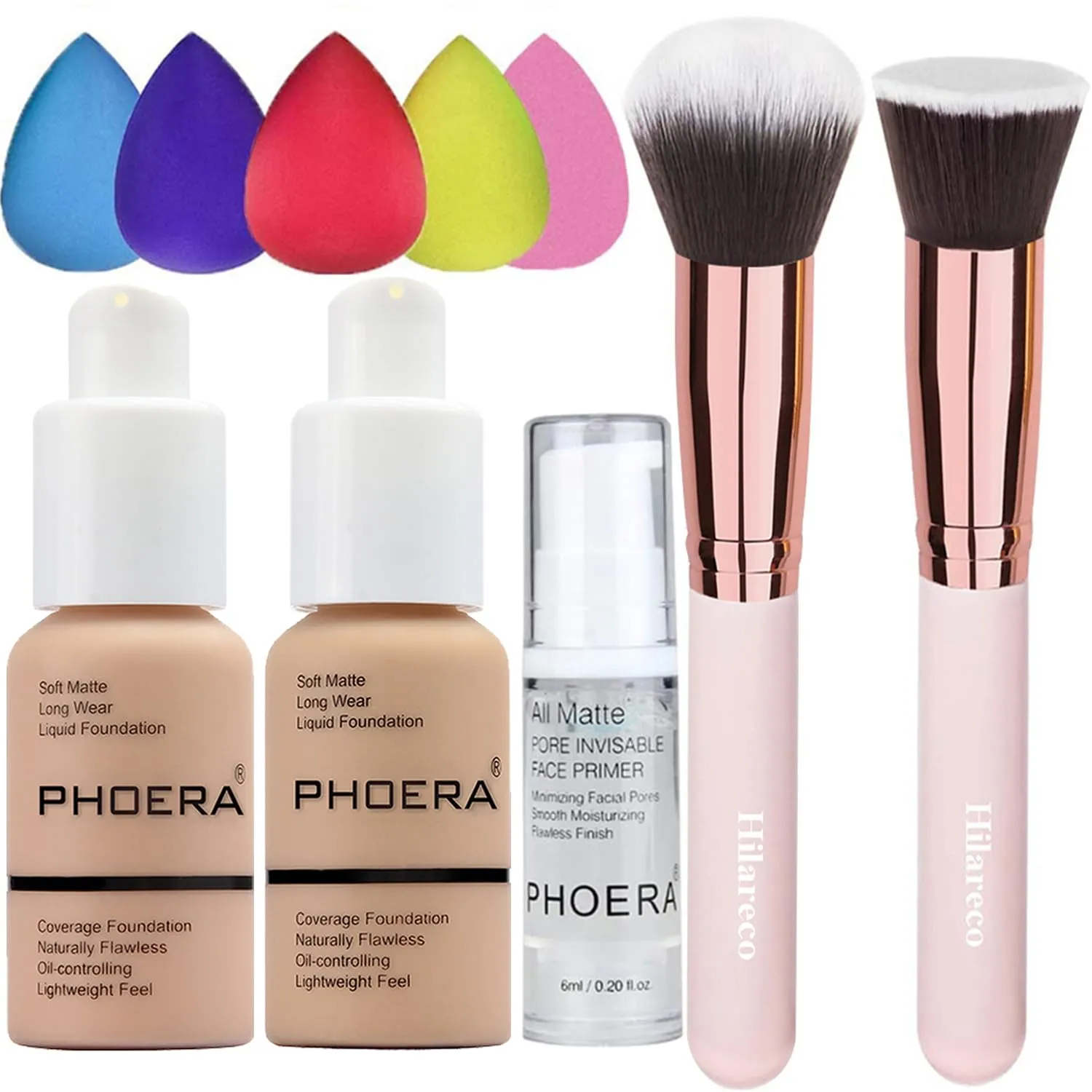 Phoera Foundation 104 and 105,Full Coverage Foundation,Hilareco Concealer Foundation Flawless 30ml Natural Matte Oil Control Concealer Facial Blemish for Women Girls (103 Warm peach 104 Buff Beige)