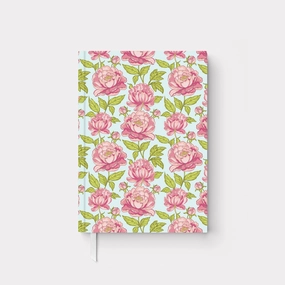 Pink Peonies Personalized Hard Cover Journal - 2 sizes (on blue)