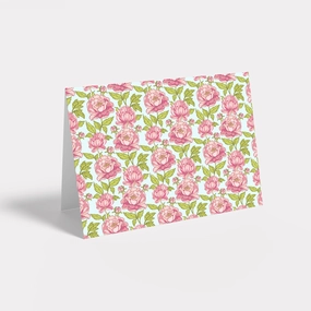 Pink Peonies Personalized Stationery - Flat or Folded with Envelopes (on blue)