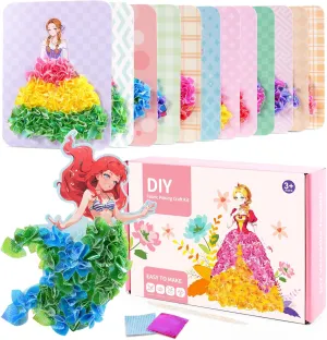 Poke in Art Crafts for Kids Ages 4-8 - Fabric Art Frenzy Birthday Easter Christmas DIY Gifts Toys for Kids Girls Age 4, 5, 6, 7, 8, 9 (Magical Princesses)