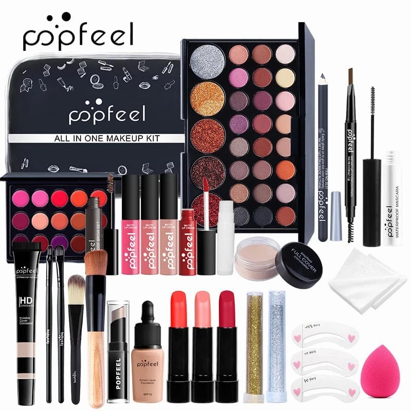 POPFEEL All In One Makeup Kit  for Women Full Kit Set, All in One Makeup Sets Include Eyebrow Eyeliner Eyeshadow