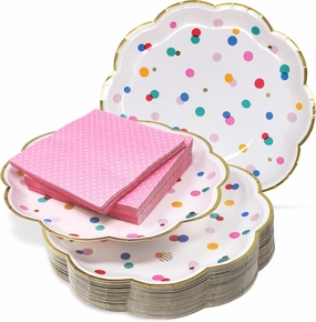 Premium Pink and Gold Party Plates Set - 30 Pack Disposable Plates and Napkins, Ultra-Durable 400GSM, No Soggy Mess