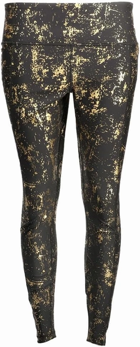 PUMA Womens Metallic Shine Athletic Leggings Casual - Black, Gold - Size S