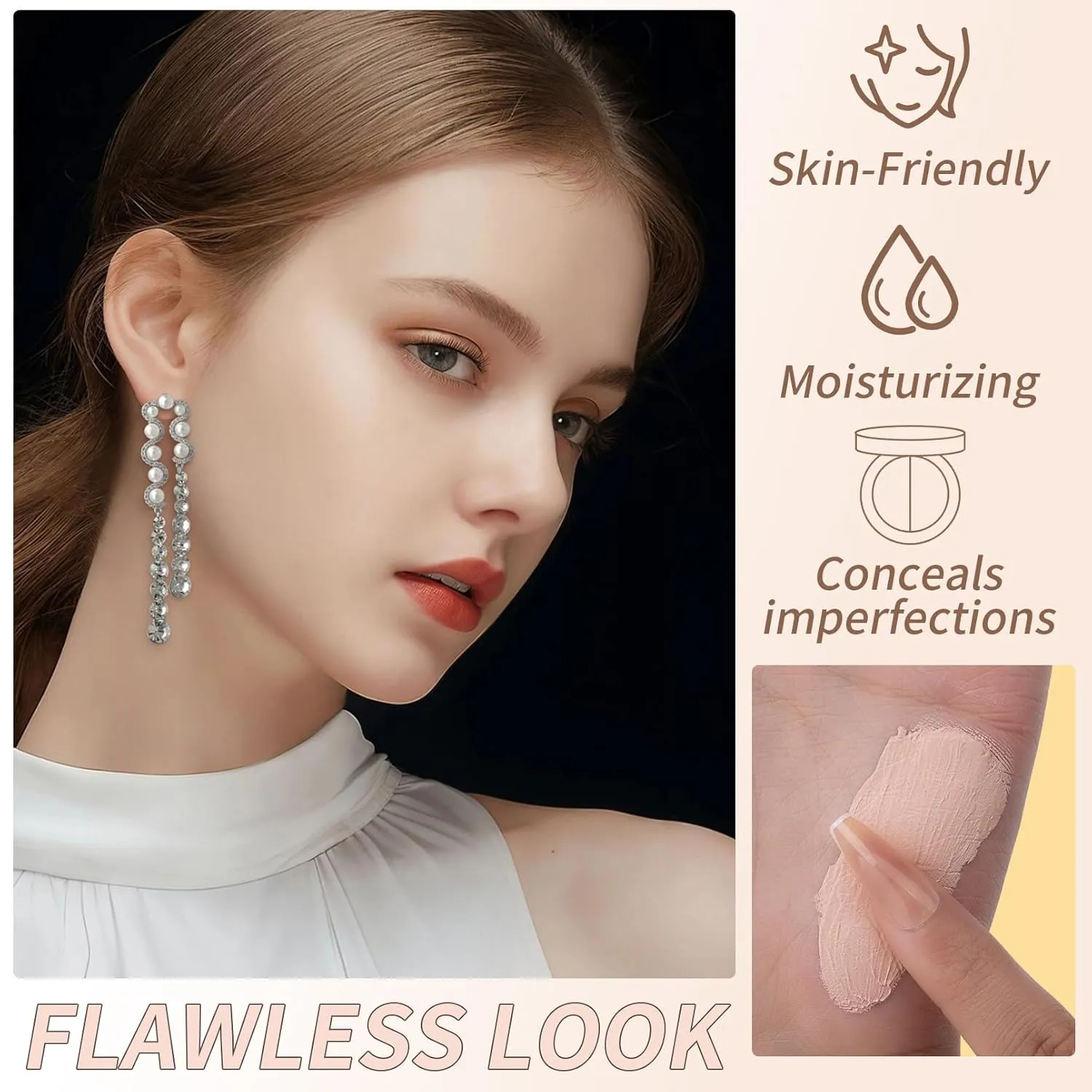 QIC Full Coverage Concealer Cream,Undereye Corrector Conceal for All Skin Tones, Hides Scars,Dark Spots,Waterproof Long-Lasting Hydrating Concealer for Women (130, 1.41 Fl Oz)