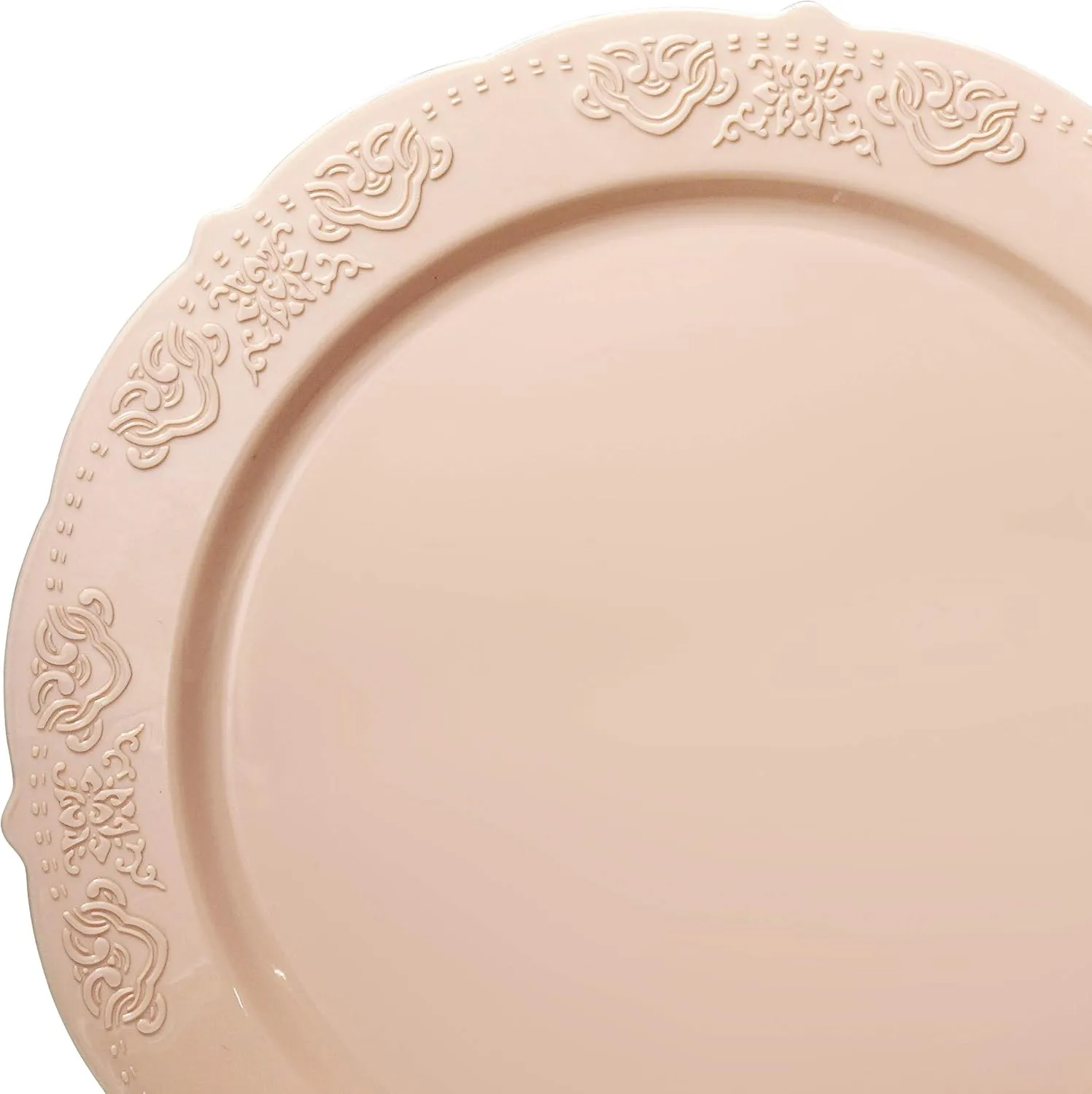 " OCCASIONS " 240 Plates Pack,(120 Guests) Vintage Wedding Party Disposable Plastic Plates Set-120x10.25'' Dinner  120x7.5'' Salad/Dessert Plate (Portofino in Blush/Antique Rose)