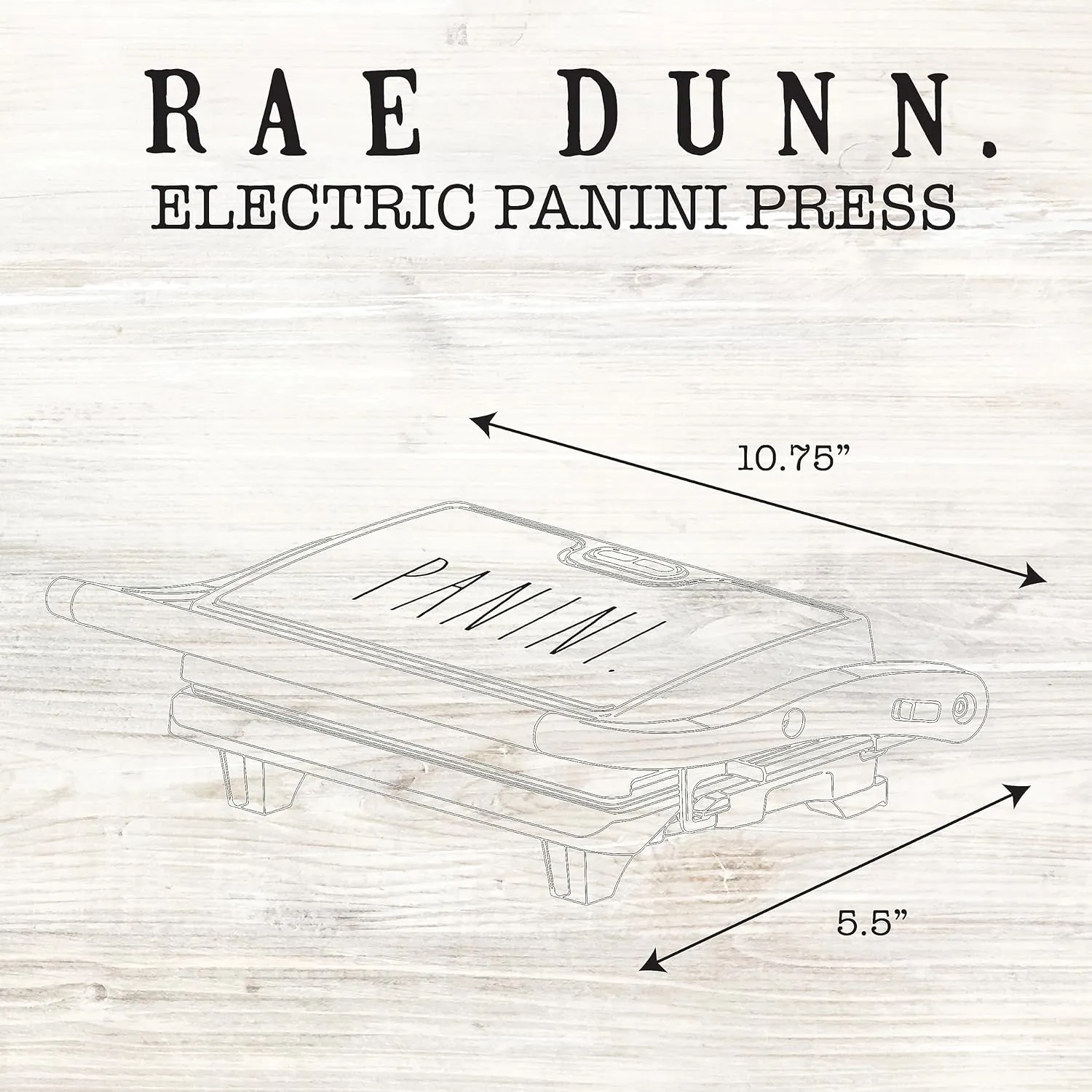 Rae Dunn Panini Maker - 750 Watt 2-Slice Press Grill with Indicator Lights | Opens 180 Degrees | Double Sided Heating | Non-stick Cooking | Cool Touch Handle | Easy to Clean, Cream