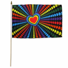 Rainbow Love 12x18in Stick Flag