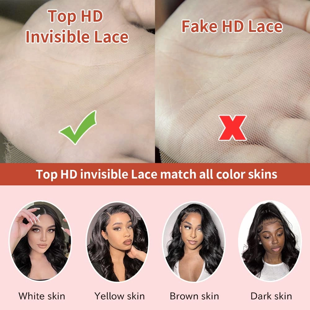 Real HD Lace Closure, 0.11mm Thin Silk Straight Human Hair Closure Pre Plucked with Baby Hair Brazilian Virgin Thin Invisible 4x4 Lace Closure Serrated Edge 14 Inch Closure