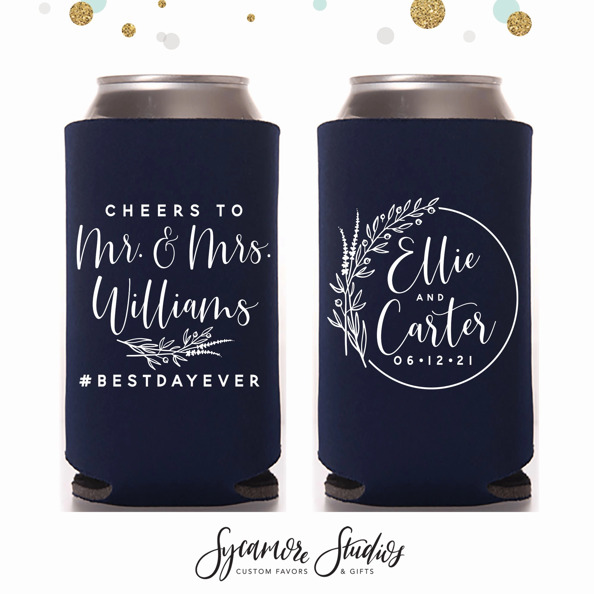 Regular & Slim Can Cooler Wedding Package #140RS - Cheers to The Mr and Mrs