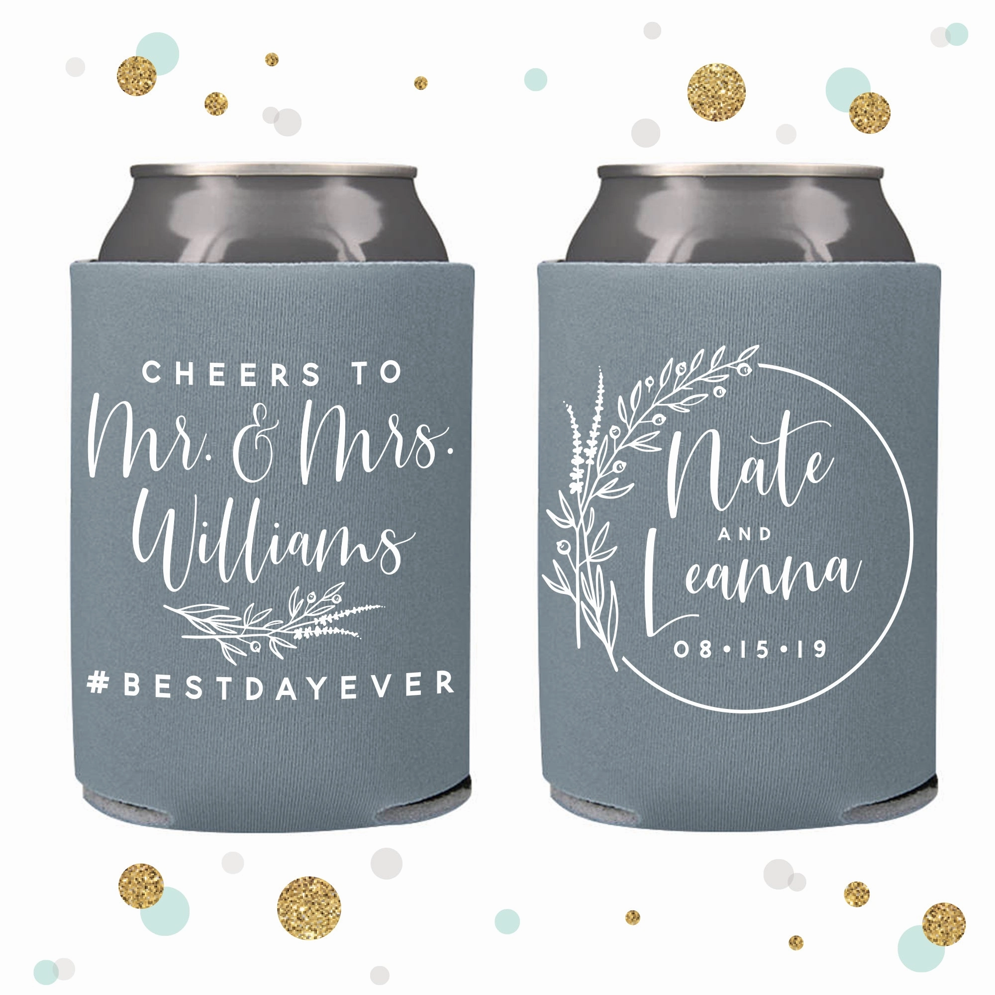 Regular & Slim Can Cooler Wedding Package #140RS - Cheers to The Mr and Mrs