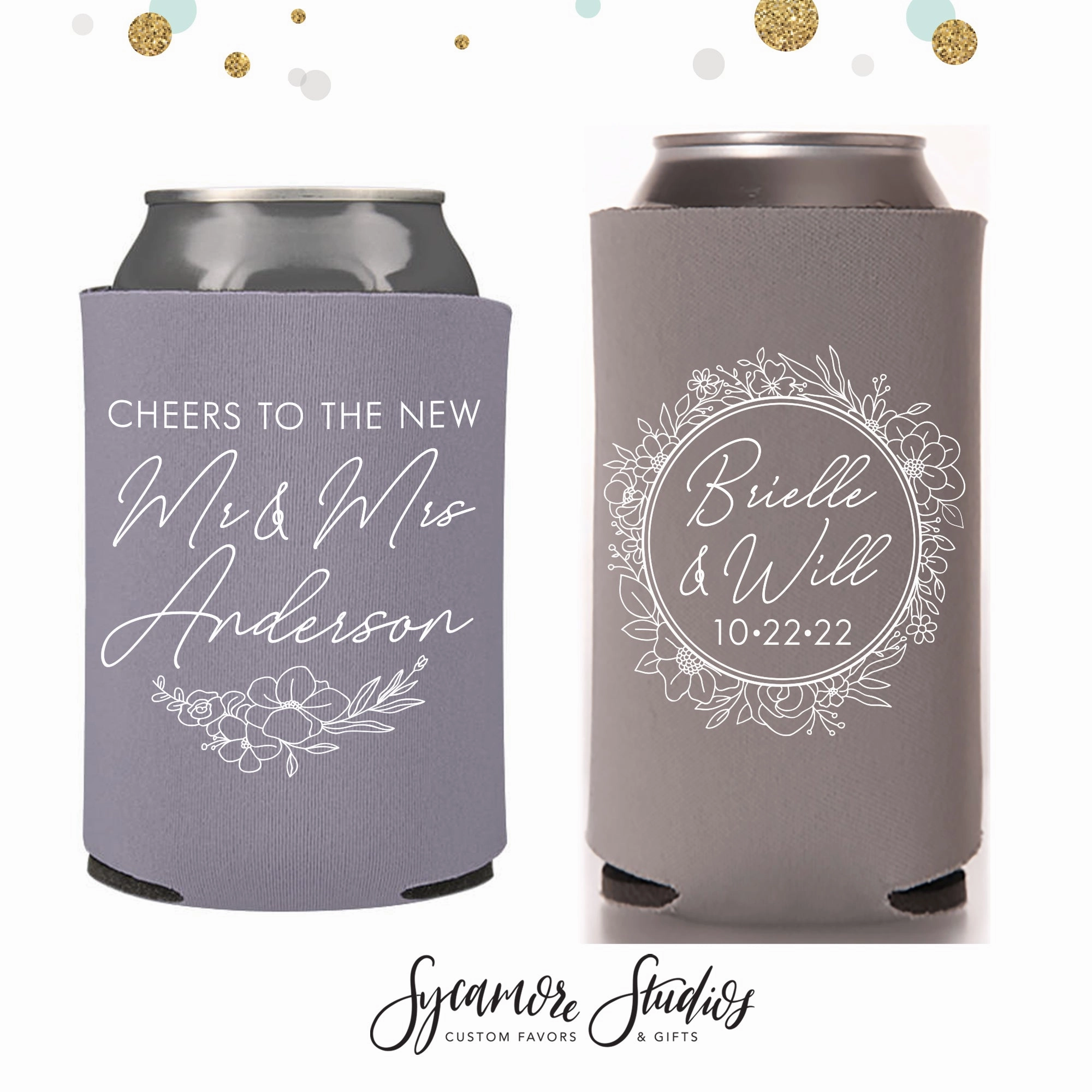 Regular & Slim Can Cooler Wedding Package #171RS - Cheers to The New Mr and Mrs