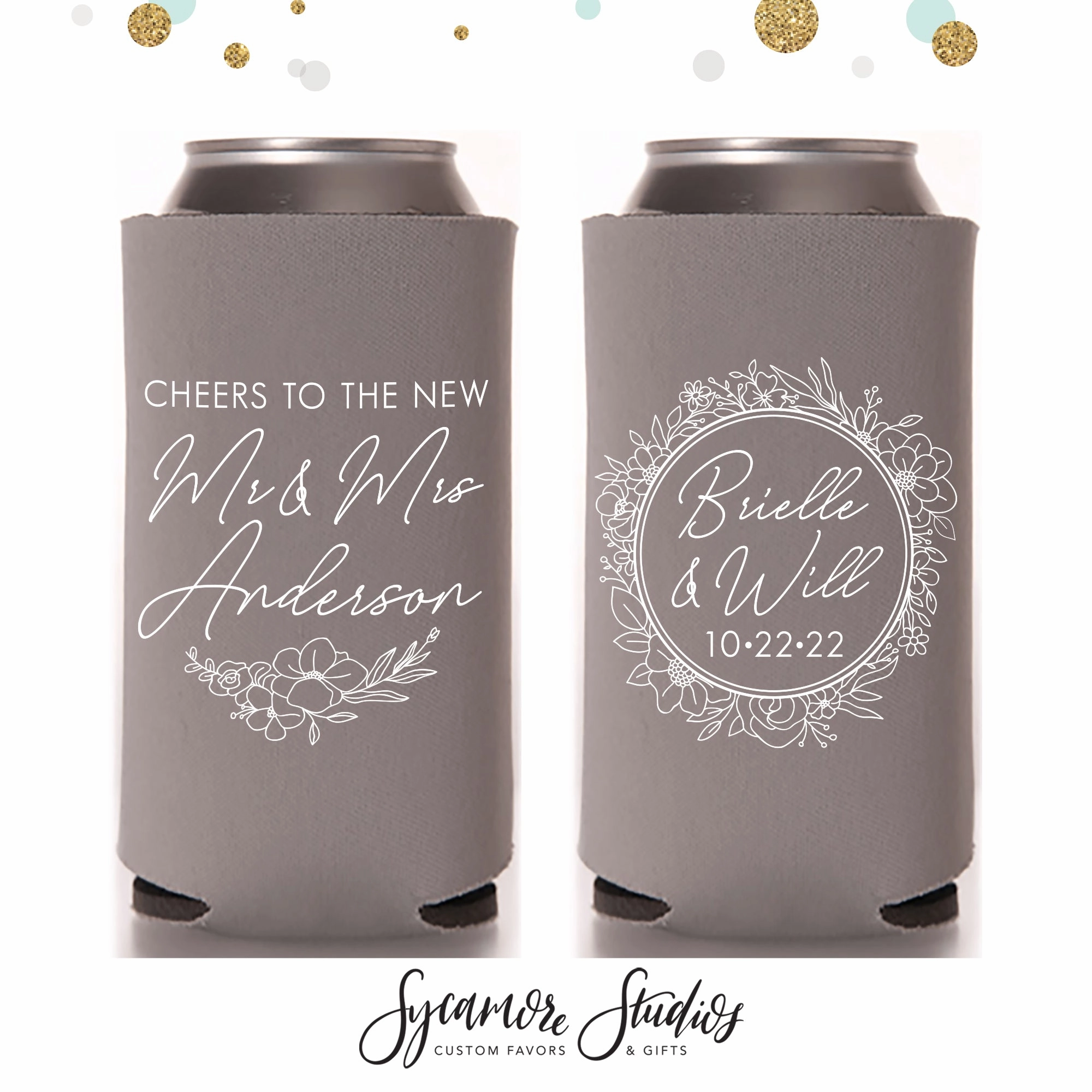 Regular & Slim Can Cooler Wedding Package #171RS - Cheers to The New Mr and Mrs
