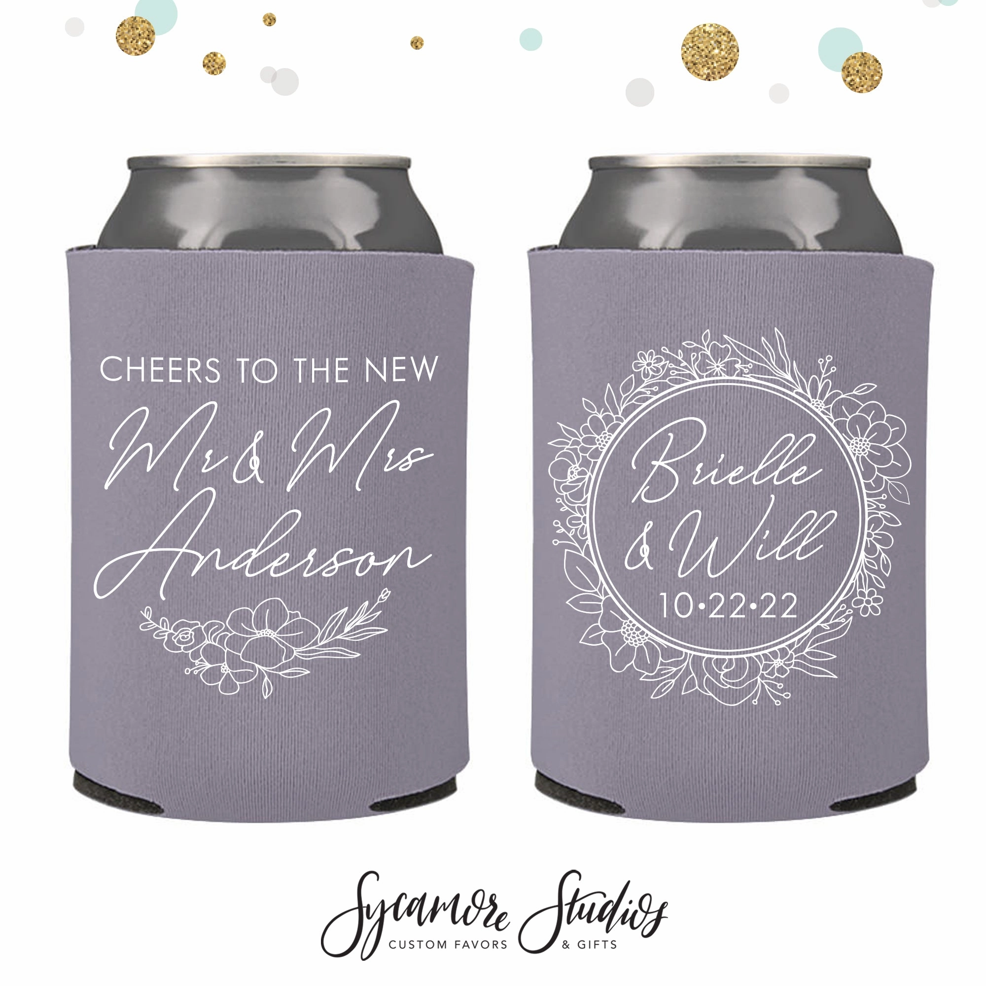 Regular & Slim Can Cooler Wedding Package #171RS - Cheers to The New Mr and Mrs