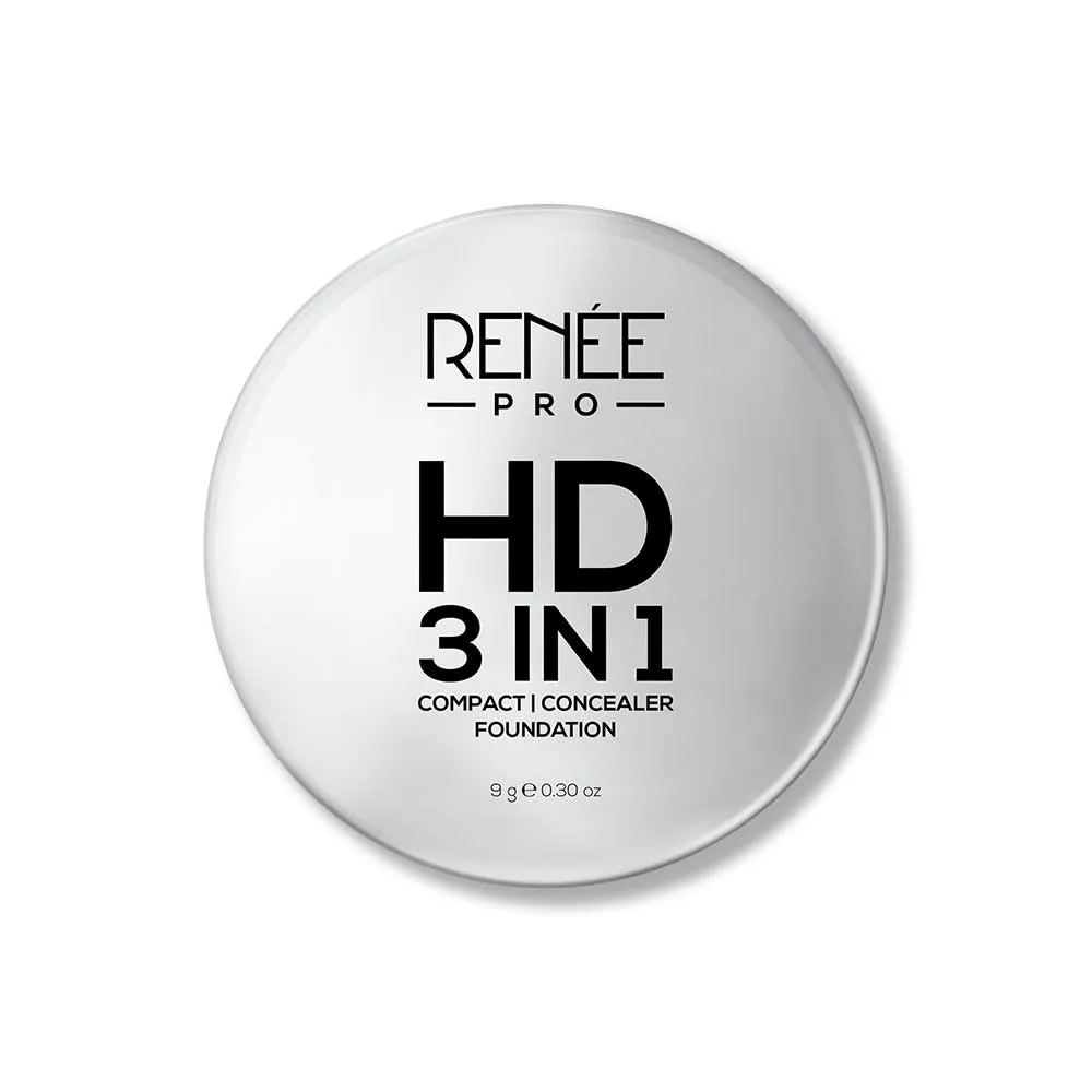RENEE PRO HD 3 In 1 Compact - Gres 9 Gm, Works As Concealer, Foundation & Powder, SPF 20, Matte Finish, High Coverage, Ultralight & Silky Smooth Finish, Enriched With Vitamin E, C & Aloe Vera