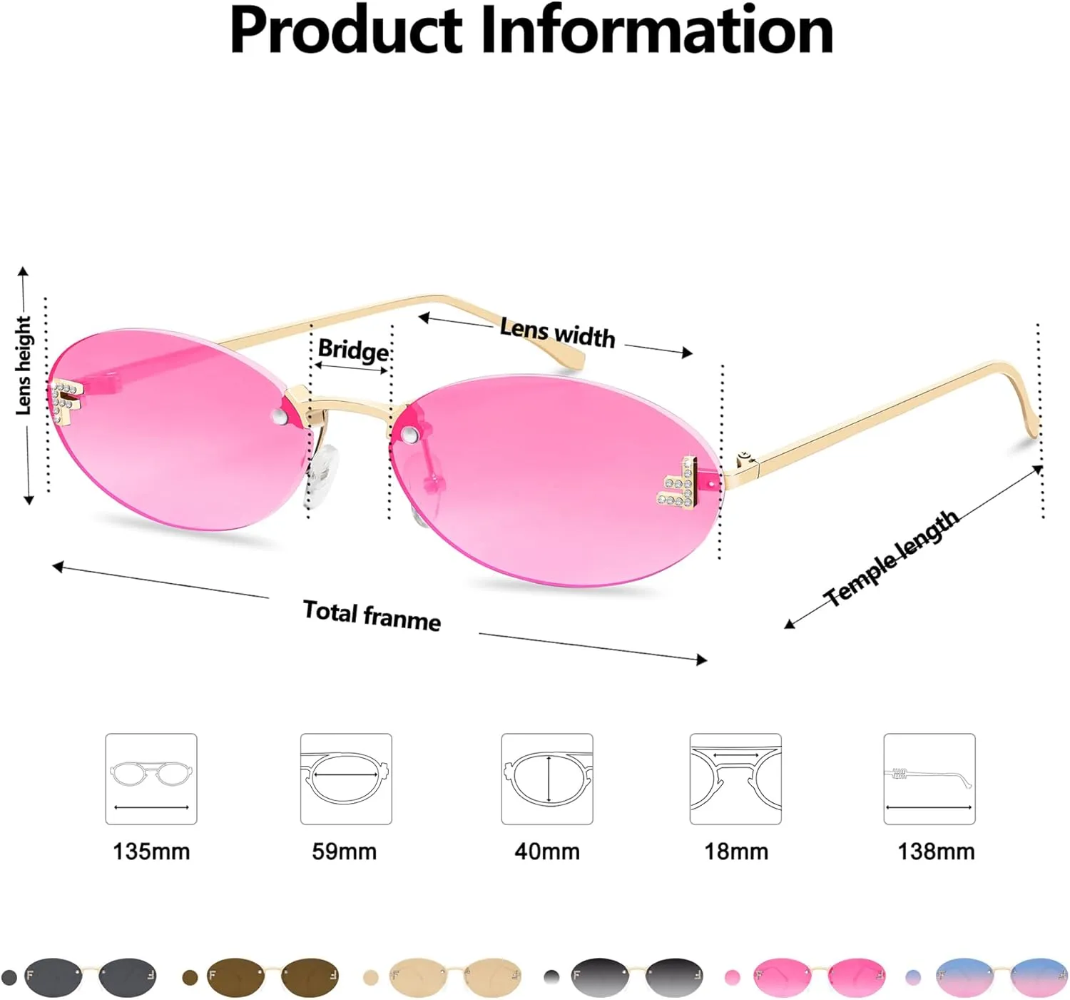Retro Oval Y2K Sunglasses for Women Men, 2025 Trendy Chic Narrow Gold Metal 90s Sun Glasses Small Sunnies