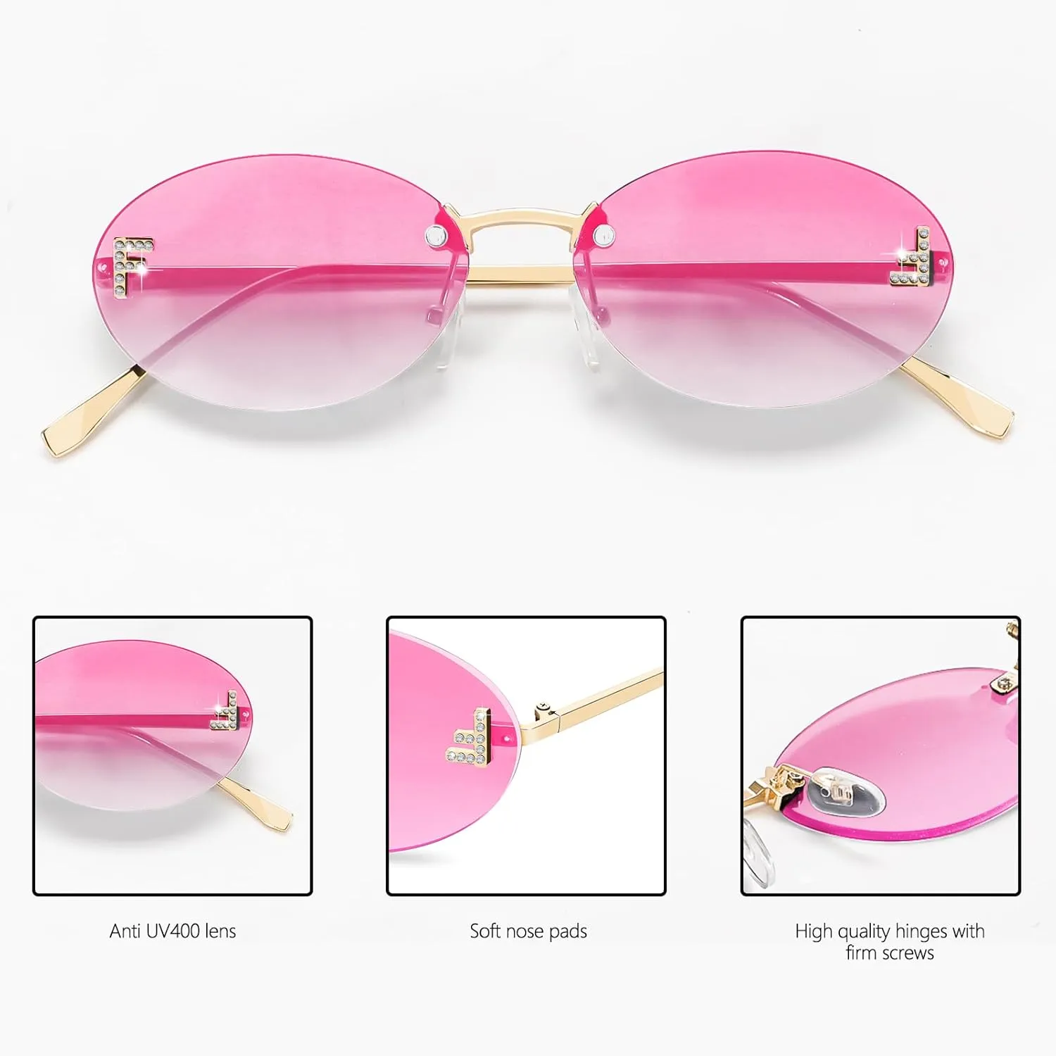 Retro Oval Y2K Sunglasses for Women Men, 2025 Trendy Chic Narrow Gold Metal 90s Sun Glasses Small Sunnies