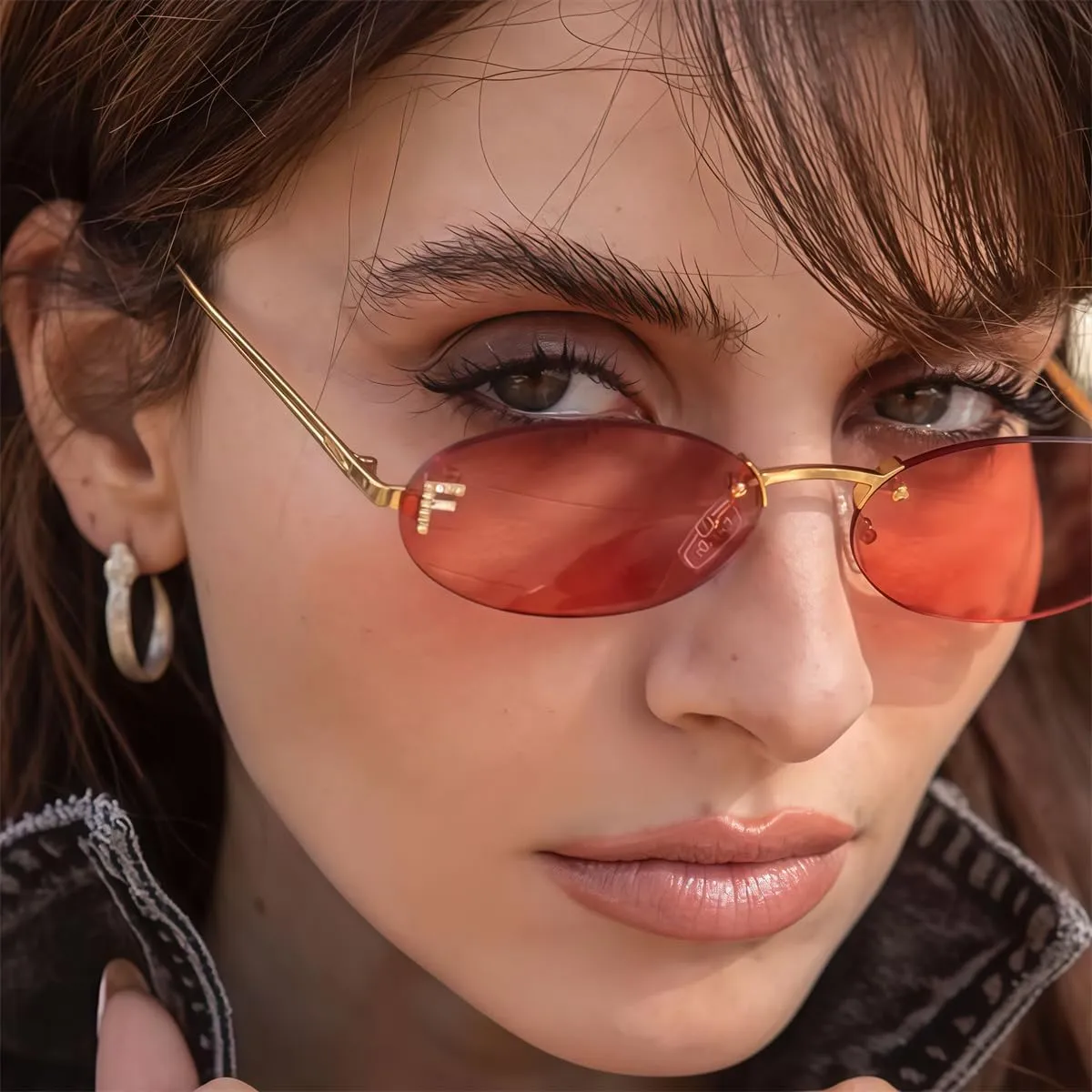 Retro Oval Y2K Sunglasses for Women Men, 2025 Trendy Chic Narrow Gold Metal 90s Sun Glasses Small Sunnies