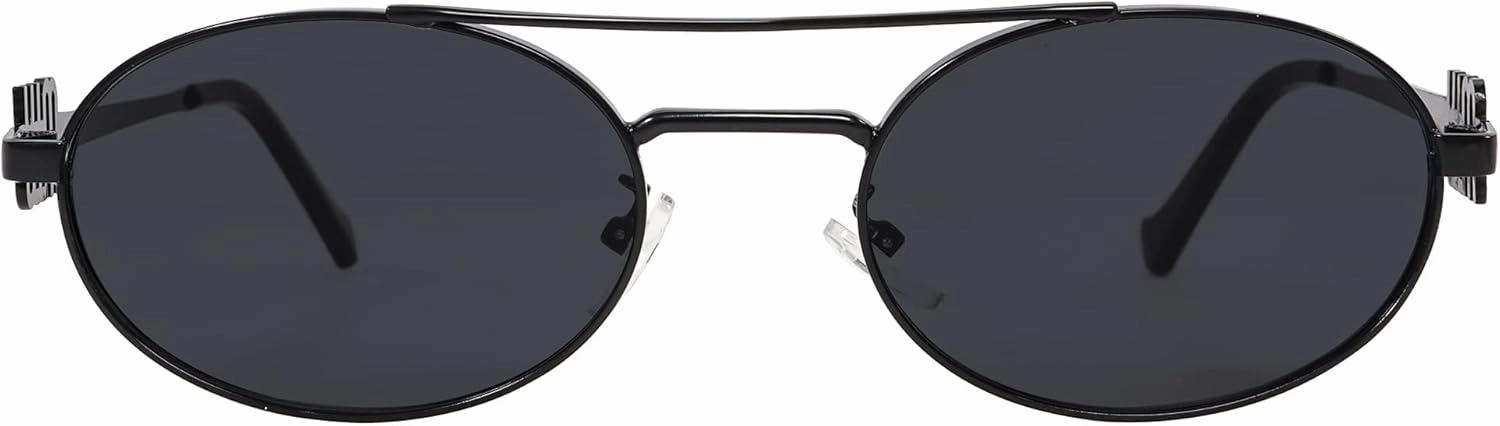 Retro Oval 90s Metal Sunglasses for Women, 2025 Trendy Chic Narrow Gold Sun Glasses Fashion Sunnies