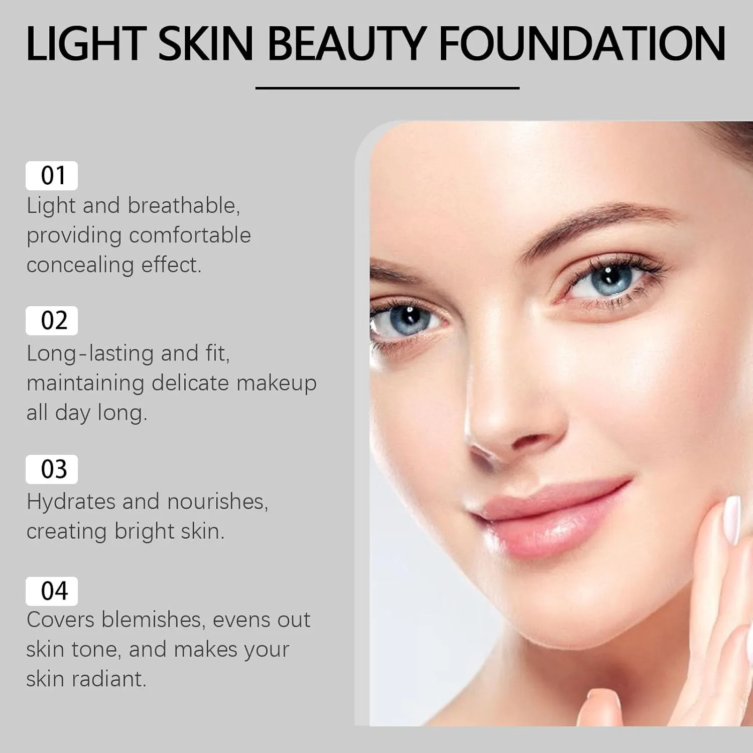 Reveal Radiant Eyes Under Eye Brightener, Conceal & Brighten Dark Circles, Remainderh Under Eye Corrector, Light Skin Beauty Foundation, Moisturizing Full Coverage Under Eye Concealer (Set)