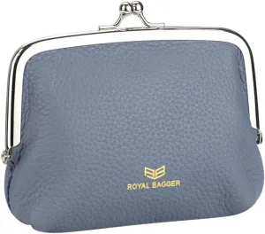 RFID Coin Purses for Women, Fashion Kiss Lock Change Pouch, Double Clip Key Card Storage Bag (Blue)