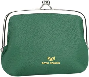 RFID Coin Purses for Women, Fashion Kiss Lock Change Pouch, Double Clip Key Card Storage Bag (Green)