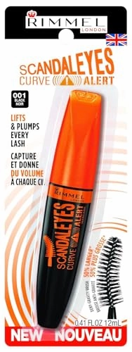 Rimmel London Scandaleyes Curve Alert Mascara, Volumizing, Curls, Plumps, 001, Black, 0.41oz