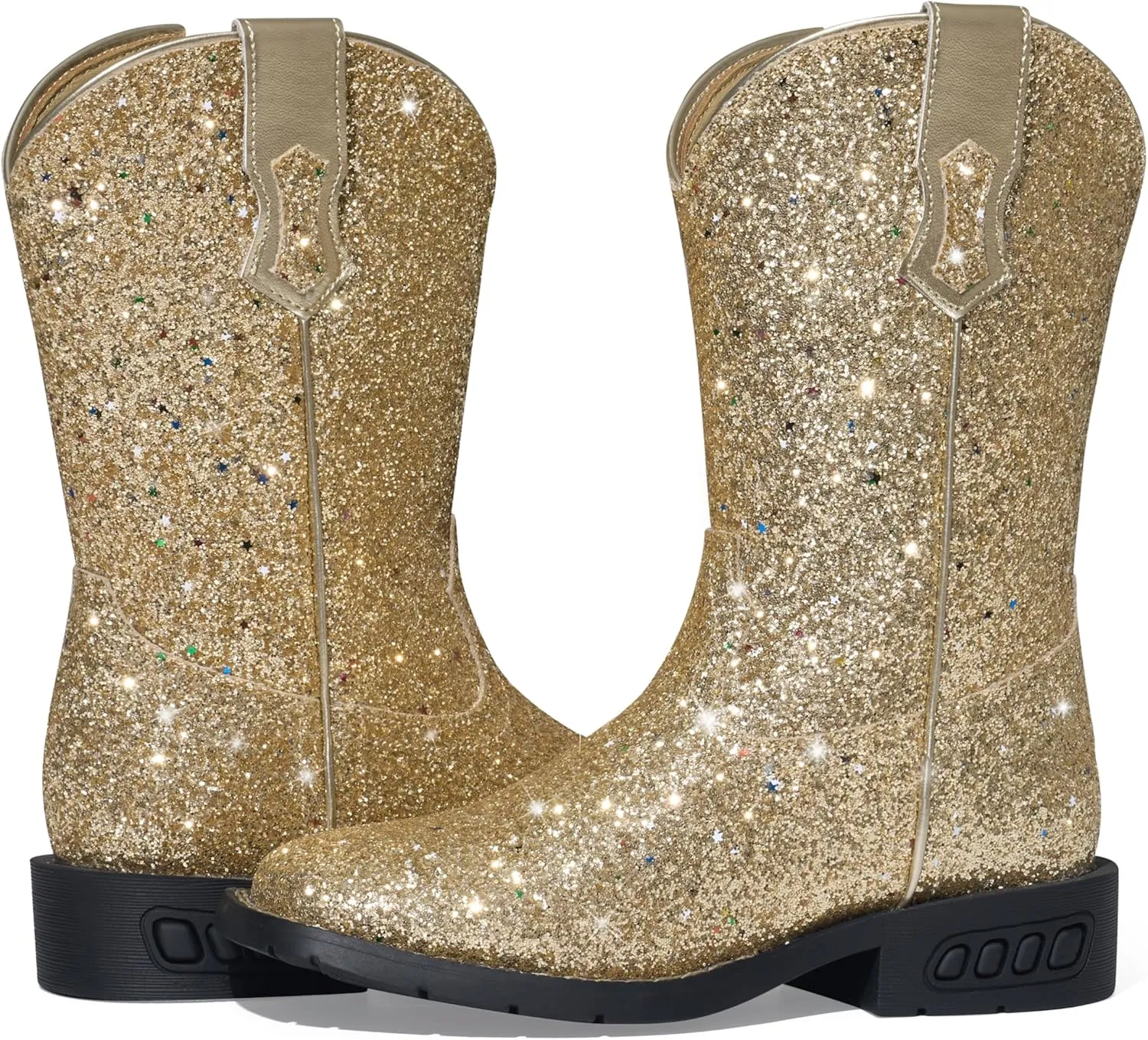 Rollda Girls Cowboy Boots Glitter Western Boots Sequin Cowgirl Boots for Girls