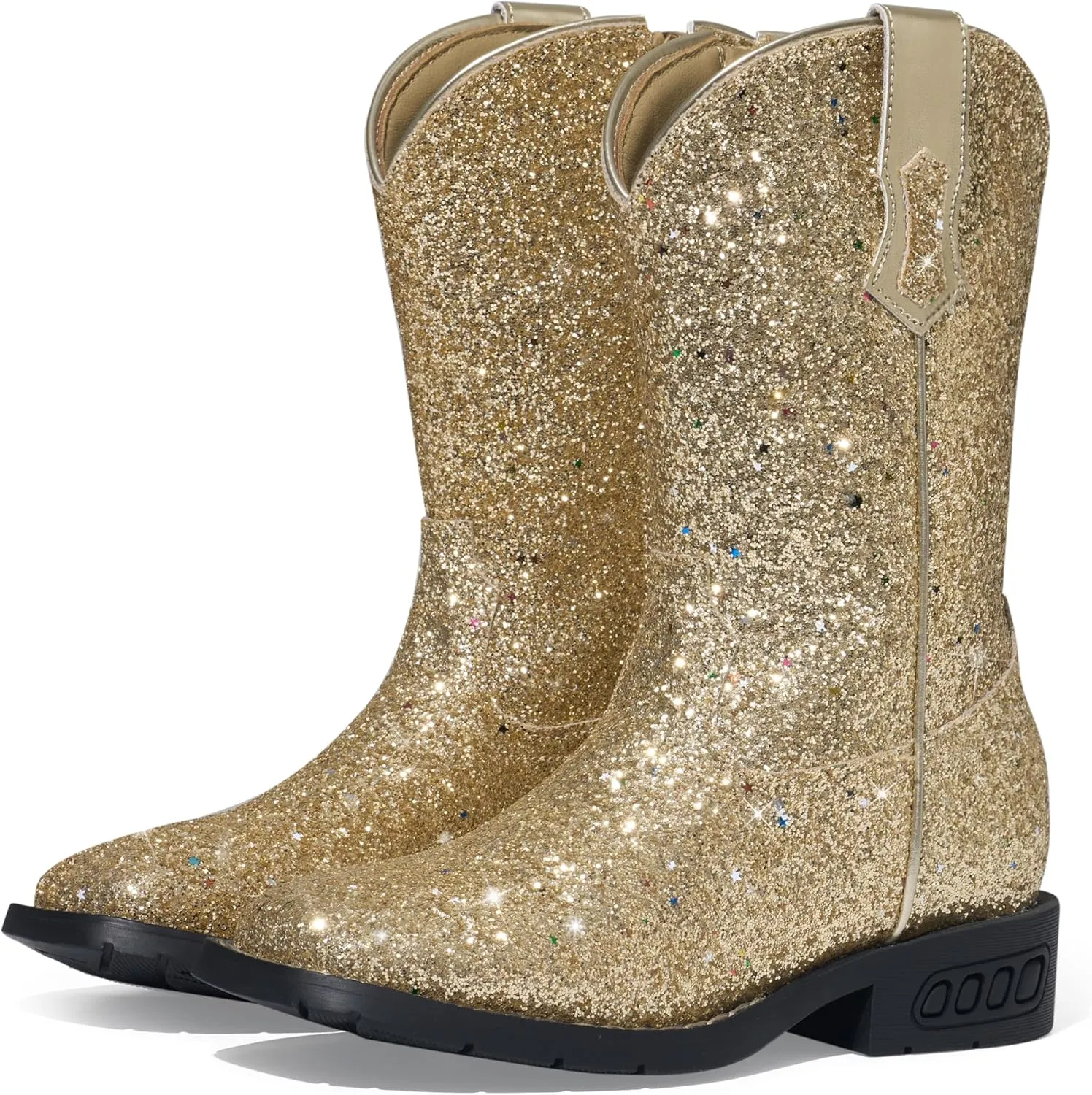 Rollda Girls Cowboy Boots Glitter Western Boots Sequin Cowgirl Boots for Girls