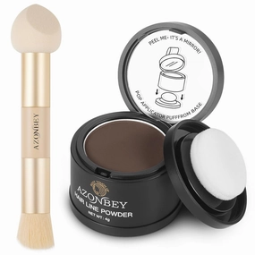 Root Touch Up Sets,Hairline Powder for Women Cover Up- Hairline Concealer for Thin and Thinning Hair, Water & Sweat Resistant,Contain Azonbey Makeup Brush (Med Brown, Med-Makeup Brush)