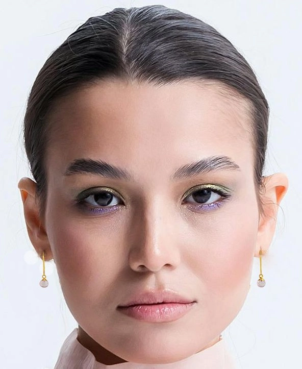Rose Quartz Earrings: Dainty Gold Hoops With Light Pink Gemstones & Gold Accents