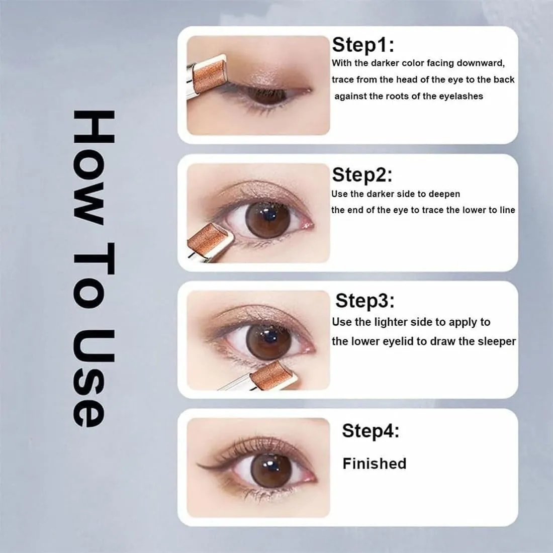 Roseionly Waterproof Gradient Shimmer Eye-Shadow Stick, 2026 New Shimmer Gradient Three-Color Stick, Waterproof & Long-Lasting, Effortless Eye Makeup(4PCS Mix)