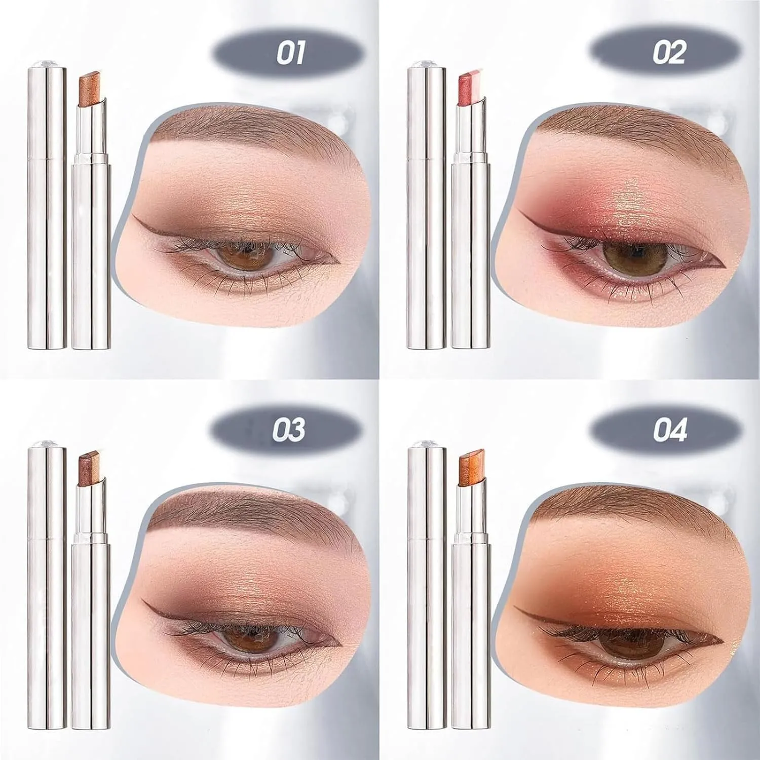 Roseionly Waterproof Gradient Shimmer Eye-Shadow Stick, Shimmer Gradient Three-Color Stick, Waterproof & Long-Lasting Eyeshadows Pen, Effortless Eye Makeup(Mix)