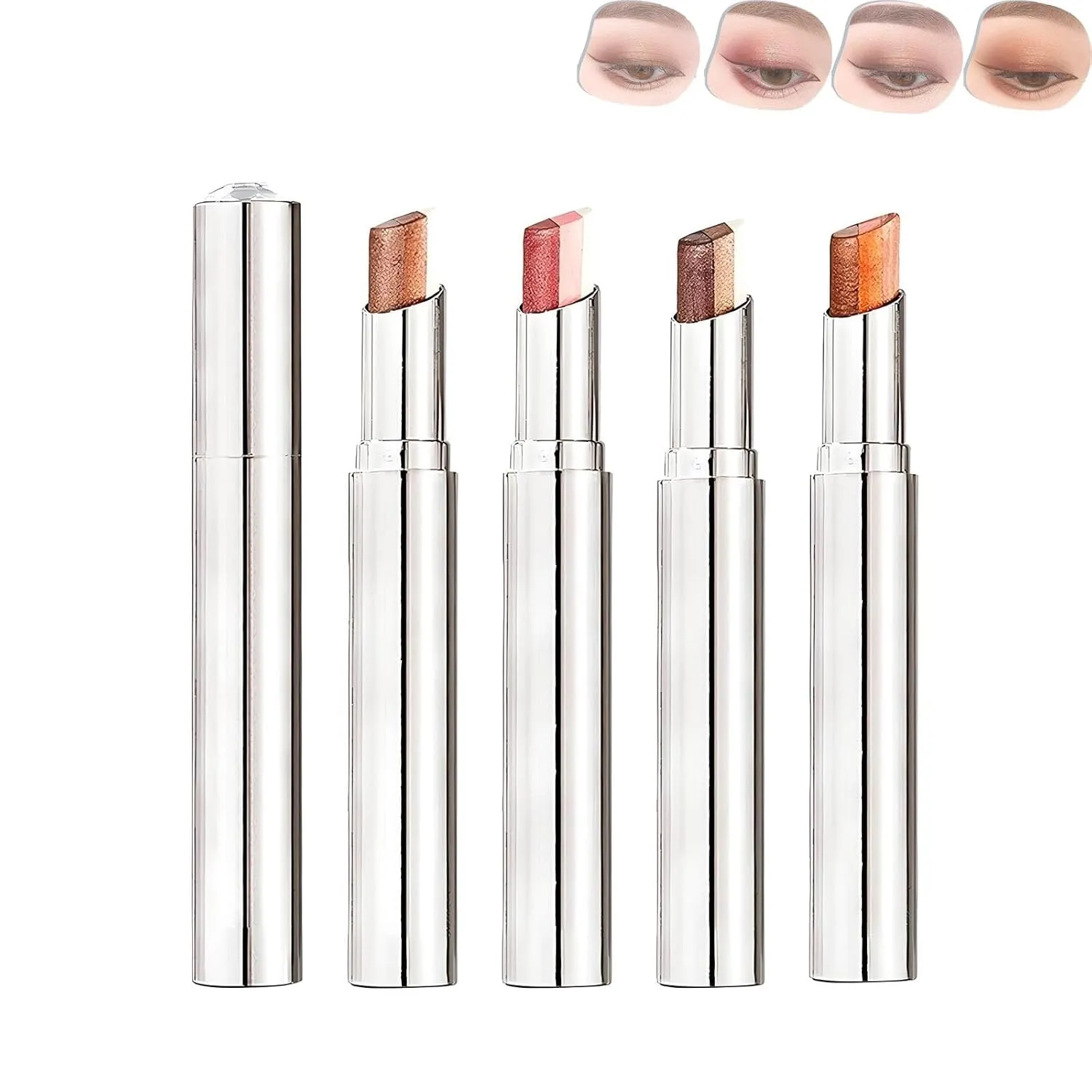 Roseionly Waterproof Gradient Shimmer Eye-Shadow Stick, Shimmer Gradient Three-Color Stick, Waterproof & Long-Lasting Eyeshadows Pen, Effortless Eye Makeup(Mix)