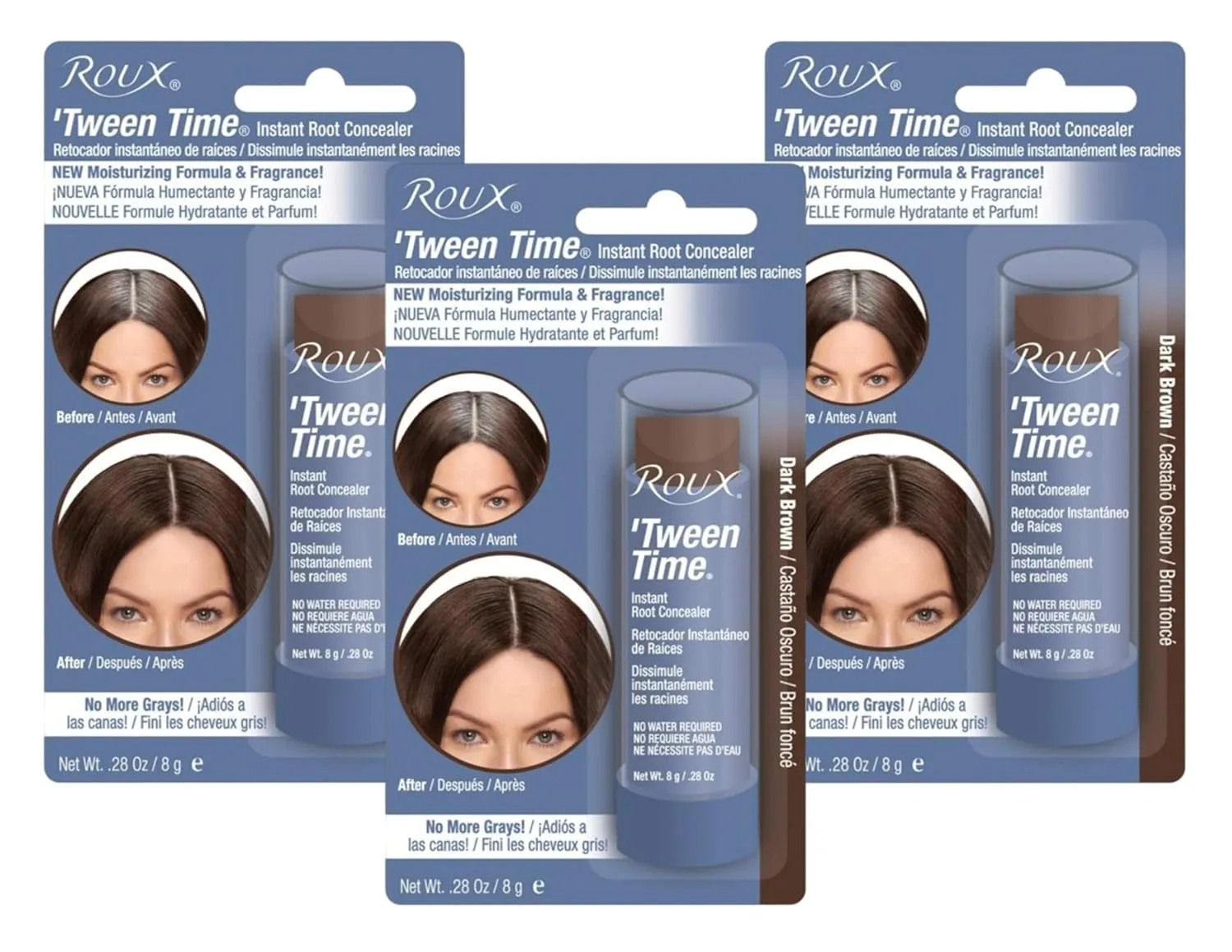 Roux Tween Time Instant Root Concealer Dark Brown, 1 ea (Pack of 3)