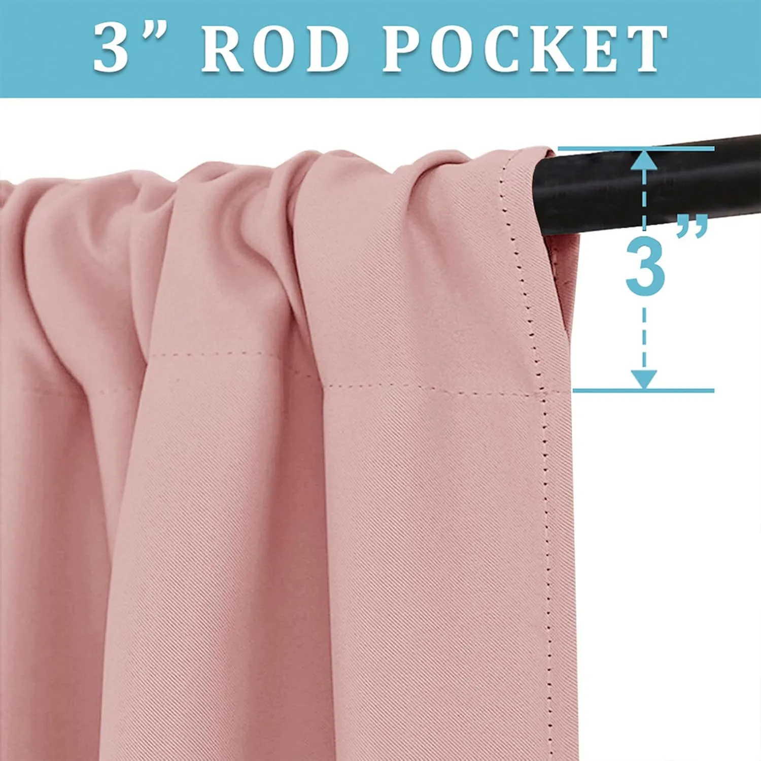 RYB HOME Peach Blush Rod Pocket Blackout Curtains for Bedroom Living Room Dining Baby Nursery Morden Decor Thermal Insulated Room Darkening Curtains,W 42 x L 63 inch,2 Panels