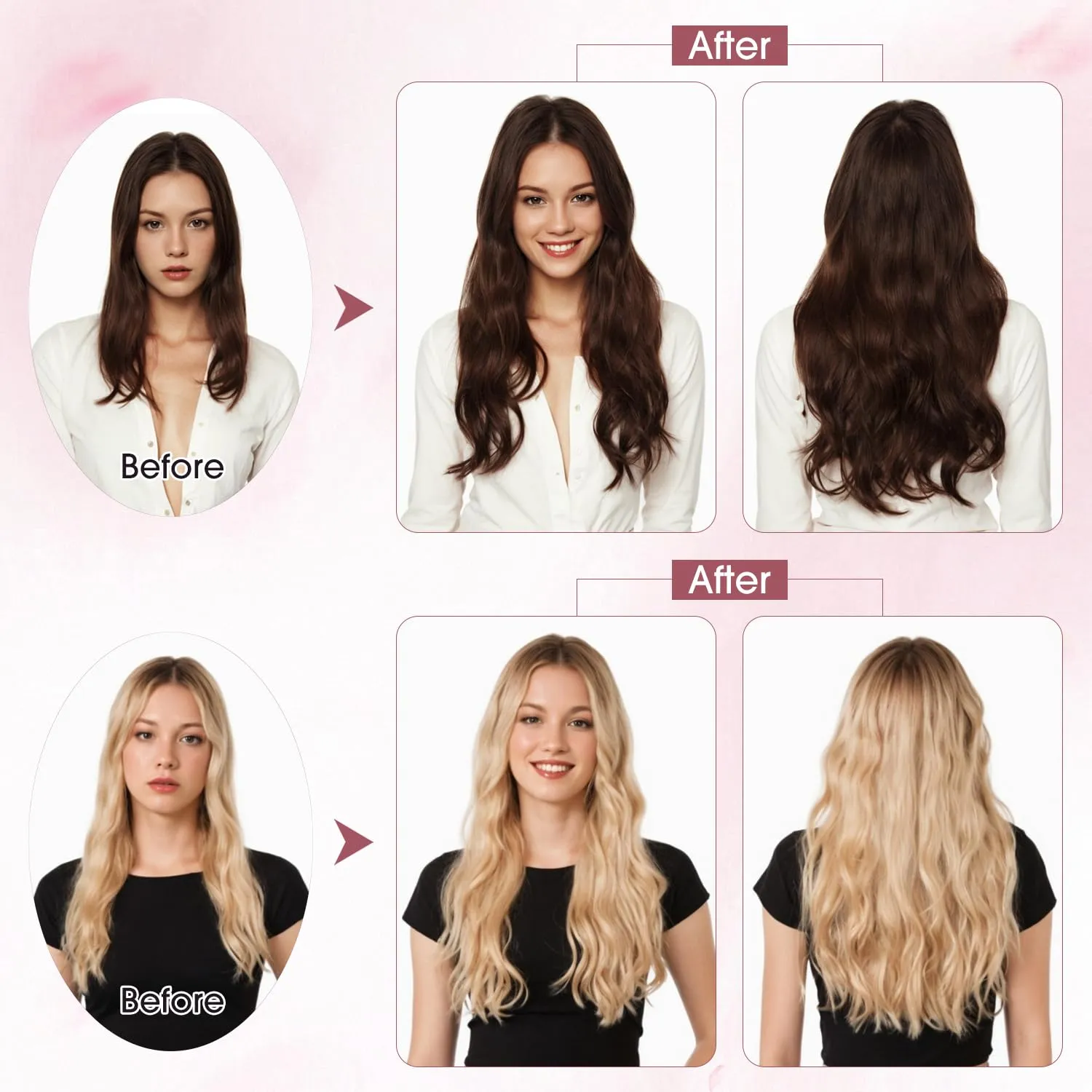 S-noilite Clip in Human Hair Extensions 1 Piece Balayage 5 Clips 3/4 Full Head Lighter One-Piece Design Adding Hair Volume 18Inch 50g Golden Brown Mix Bleach Blonde