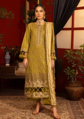 S-110 - 3-Piece - Peach Embroidery By Shaista